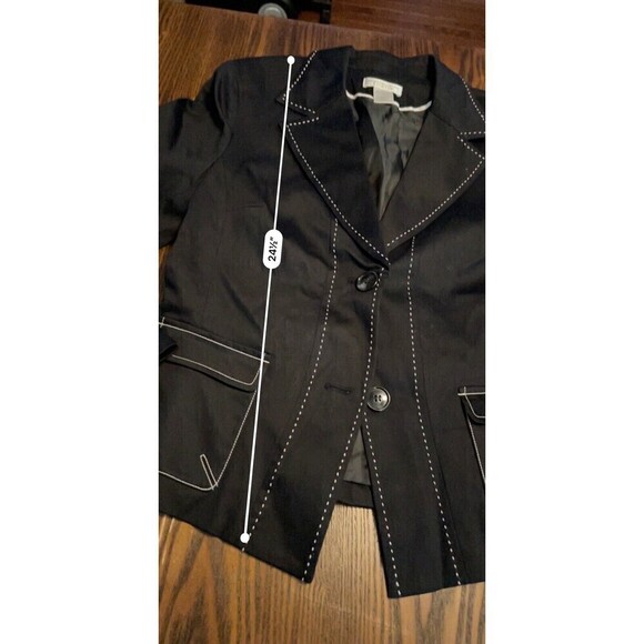 Worthington Women's Notch Lapel Blazer  Jacket Black Size 14 NWT White Stitching - Picture 6 of 16